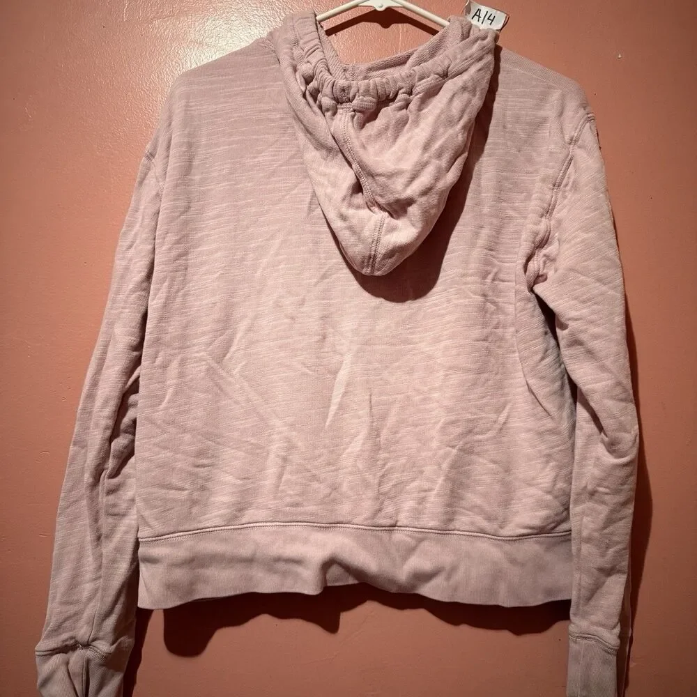 3/$15 J Crew Vintage Fleece Sweater M Medium Light Pink Full Zip Hooded Cotton
